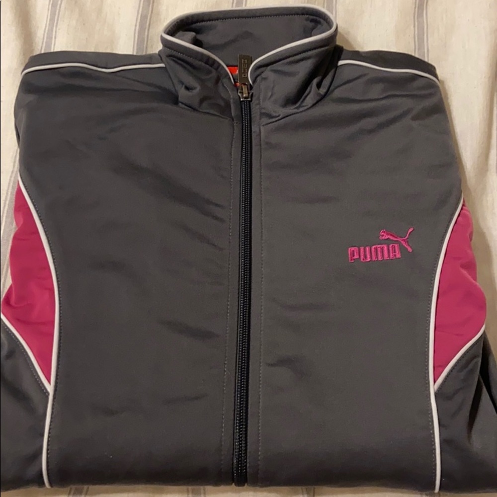 NWOT Gray and pink Puma zip up jacket